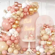 Pink Balloon Arch Set Rose Gold Balloon Vintage Grey Pink Pale Orange Suitable Shower Wedding Bridal Shower Birthday Decoration
