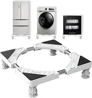 [DEWEL] Washing Machine Base Bear Load 300 kg Adjustable Washing Machine Base for Fridge Dryer Freezer Length 43-67 cm Height 10-13 cm