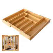 Expandable Bamboo Kitchen Drawer Organizer for Cutlery Utensils Wood Cutlery Tray in Drawer