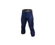 Men'S Compression Capri Shorts Baselayer Cool Dry Sports Tights - Navy