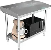 YUGXTH Stainless Steel Prep Table, Food Prep Worktable, Stainless Steel Kitchen Worktop, 3-Sided Backsplash Heavy Duty Workstation, Kitchen Work Table for Restaurant Home Hotel(2Layer,80x60x80cm)