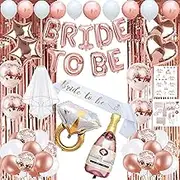 Rose Gold Hen Party Decoration Balloons, 16 inch Bride to Be Balloons Banner Diamond Ring Balloons Veil Team Bride Tattoos Hen Do Accessories