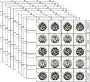 Ettonsun 12 Sheets 20-Pocket Coin Collecting Pages Coin Sleeves, Binder Inserts Coin Pocket Pages Collecting Sleeves for Most Coin Collection Holder Book Album