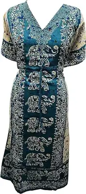Long Kaftan Dress for Women V-Neck Floral Print Caftan Kimono Boho Hippie Beach