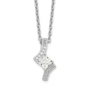 Sterling Silver Brilliant Embers Rhodium-Plated 13 Stone 18 Inch Micro Pav Cz Necklace With 2 Extender