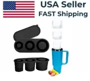 Ice Mold for Stanley Cup, Silicone Ice Cube Tray with Lid for 20 30 40 oz Black