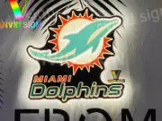 20" Miami Dolphins Logo 3D LED Lighted Sign Neon Lamp Gift Bar Hanging