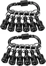 Upgrade 12Pcs Bit Holder With Black Carabiner 1/4 inch Hex Shank Aluminum Alloy Screwdriver Bits Holder Light-weight Quick-change Extension Bar Keychain Drill Screw Adapter Change Portable Men Gift