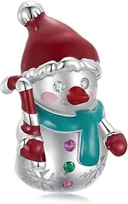 [Generic] Womens 925 Sterling Silver Christmas Snowman Charms Dangle Bead for Biagi, and European Bracelet Necklaces BSC1070