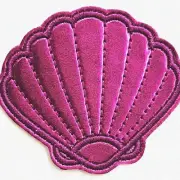 SeaLife Pals: Purple Shellfish Embroidered Iron-On Patches for Kids' Clothes, Ba