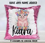 Pig Sequin Cushion Cover Sequin Throw Pillow - Personalised