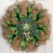 Kiss Me Irish Shamrock St Patrick's Day Handmade Deco Mesh Wreath