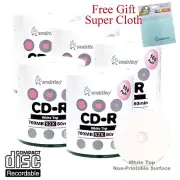 500 Pcs Smartbuy 52X CD-R 700MB White Top Record Disc + FREE Micro Fiber Cloth