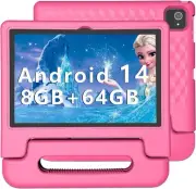 Kids Tablet, 10 inch Android 14 Tablet for Kids, 8GB RAM 64GB ROM J10 Pink