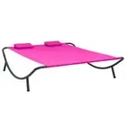 Outdoor Lounge Bed Fabric Pink Garden Seating Lounger Daybed Sun Bed vidaXL