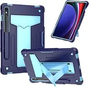 [JOJOBE] Galaxy Tab S9 11 inch 2023 / S9 FE 2023 Protective Case with Pen Holder, Hard Durable Rugged Shockproof Cover Case with Kickstand for 2023 Release Samsung Tab S9 FE-Blue