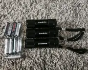 3 EverBrite Mini Aluminum 6 Led Flashlights Black With Lanyards And Batteries