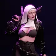 1/4 49cm Nun with Gun 3D Print GK Figure Model Kit Unassemble Unpainted GK