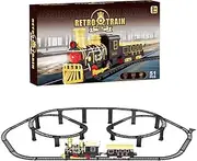 Train Set for Kids Realistic Smoke, Lights & Sounds | Rechargeable Steam Locomotive & Cargo Cars w/Tracks | Holiday Birthday Gift for Boys & Girls Ages 3-7
