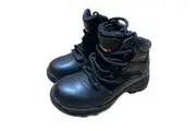 Telas Ankle Cut Leather Combat w Side Zip Boots Shoes E - Black