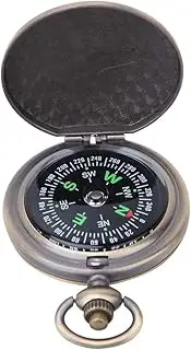 [Domary] Vintage Portable Zinc Alloy Flip Open Pocket Watch Compass for Outdoor Navigation Tools