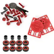 Independent Trucks Skateboard Hardware Blk/Red + Tool + Risers + Abec 5 Bearings