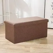 Hbluefat 30 Inches Folding Storage Ottoman, 110L Fabric Linen Footrest Ottoman, Storage Bench for Bedroom,Living Room and Hallway, Support 350lbs (Brown)