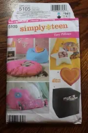 Simplicity 5105 "Simply Teen" Home Decorating Easy Pillows Craft Pattern Uncut