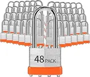 HZSY Padlocks Keyed Alike, Pack of 48, Laminated Steel Keyed Lock (1-9/16", 40mm), Padlocks with Same Key, Long Shackle, for Toolbox, Locker & StorageUnit or More