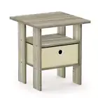 Andrey 15.5 In. Oak/Ivory Square Wood End Table Nightstand with Bin Drawer