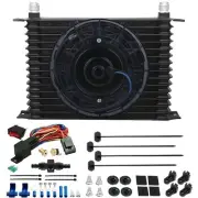 15 ROW ENGINE TRANSMISSION OIL COOLER FAN 8AN IN-HOSE THERMOSTAT TEMP SWITCH KIT