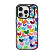 iPhone 16 Pro Impact Ring Stand Case MagSafe Compatible Polka Daub Hearts Confetti