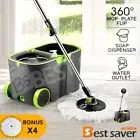 Spin Mop Rotating and Bucket Set w/ Wheels and 4 Microfiber Mop Heads 360 Degree