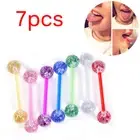 7pcs/lot Glitter Bar Tongue Rings Body Piercing Jewelry Tounge Bars Gif~'l