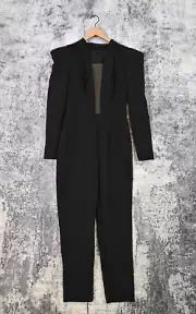 New Mikael D Jumpsuit Womens Black Structured Mesh Panel US 10 / EU 42