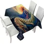 Warrior Riding a Scary Dragon Tablecloth