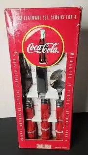 COCA COLA 12 PIECE CONTOUR BOTTLE WHITE FLATWARE SET-SERVICE FOR FOUR -NIB