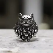 Handmade 925 Sterling Silver Wolf Ring - Fierce Howling Wolf Head
