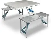Portable Folding Camp Table Set Aluminum Lightweight Waterproof Camp Table Chair Suitcase for Indoor Outdoor Camping Picnic Party Dining