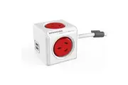PowerCube 4 Socket Mountable Power Board w 3m Cord Dual USB Charger 240v Red