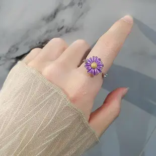 【I.Dear Jewelry】正白K-旋轉雛菊-韓國網紅款INS風花朵旋轉紓壓鑲鑽開口銀戒指(2色/韓劇/轉運/靈動戒指)現貨