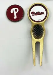 Baseball MLB Golf Divot Repair Tool Bronze Ballmark Philadelphia Phillies