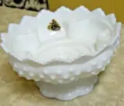 Beautiful Marked Fenton Hobnail Milk Glass 6 Candle Holder