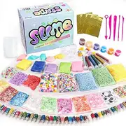 WINLIP Slime Supplies Kit - 162 Pack Charms With Floam Foam Beads, Fishbowl Beads, Glitter Jars, Slices, Colorful Sugar Paper Accessories and Tools for DIY Making