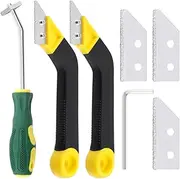 Swpeet 7Pcs Grout Removal Tool and Tile Grout Saw Angled Grout Saw with 3 Pieces Extra Blades Replacement and Wrench Assortment Kit, Caulking Removal Tool Grout Cleaner Scraper Remove Grout