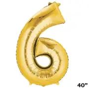 40" GOLD Number 6 Mylar Foil Balloon 1 pc Party BackDrop Decorations Supply