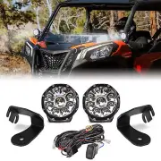5" Spot Beam Driving Light Pods A-Pillar Mount Wire For Can-am Commander 1000R