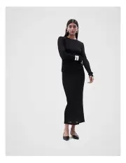 [Unison] Knitted Mesh Skirt in Black