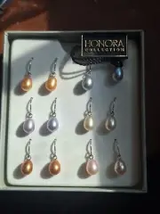 Honora Dangle Teardrop Shape Genuine Pearl Sterling Silver Earrings