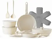 [Redchef] Ceramic Pots and Pans Set, Nonstick Kitchen Cookware Set with Detachable Handle, Non Toxic Cookware Set 16pcs, PFAS PFOA & PTFE Free, RV Ceramic Cookware for Camping, Dishwasher/Oven Safe
